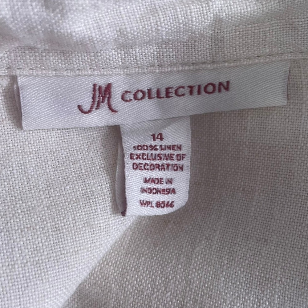 JM Collection Linen Tunic Cream 14 - Picture 7 of 13